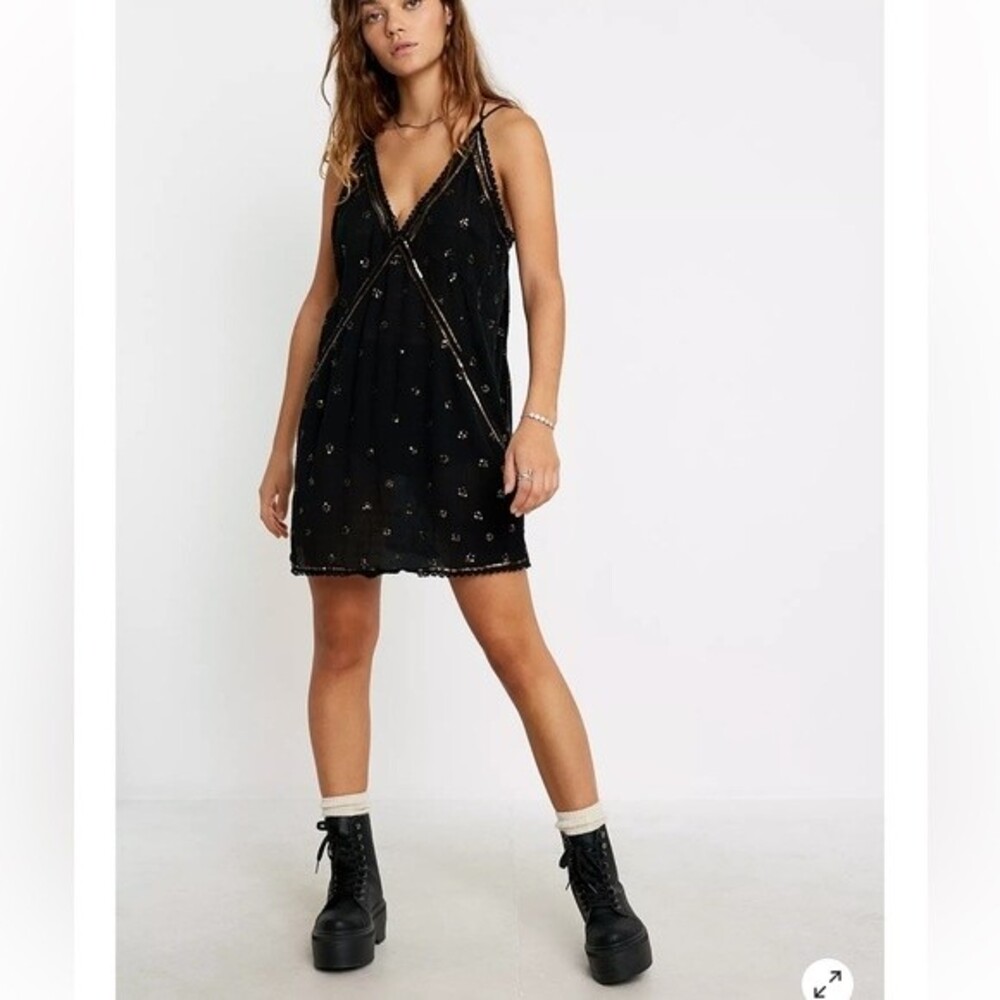 Free People Chloe Embroidered Slip Mini Dress